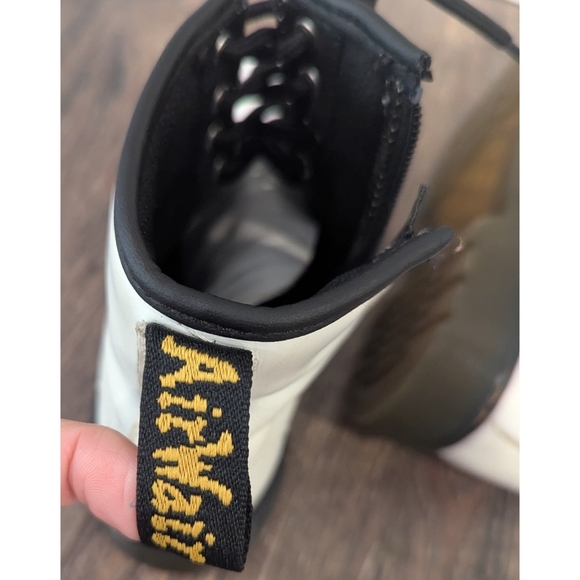 Doc Martens White Leather Combat Lace Up Side Zip Boots Size 3 - Picture 7 of 11